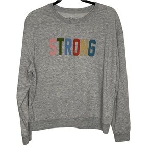 Miken Flow Gray Graphic Long Sleeve T-Shirt w/The Word “Strong” Size L